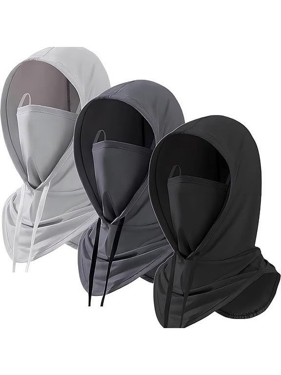 VEGCOO 3 Pack Balaclava Ski Face Mask for Men Women, Breathable Sun UV Protection Hood Full Head Mask Face Cover for Skiing Fishing