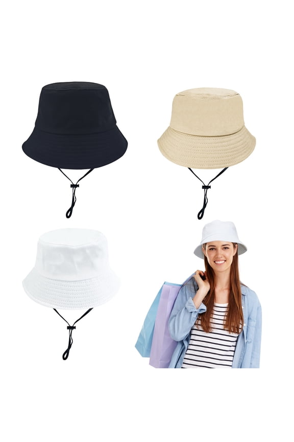 3 Packs 100% Cotton Bucket Hats for Men Women, Unisex Packable Foldable Sun Hats for Outdoor Hiking Fishing Camping