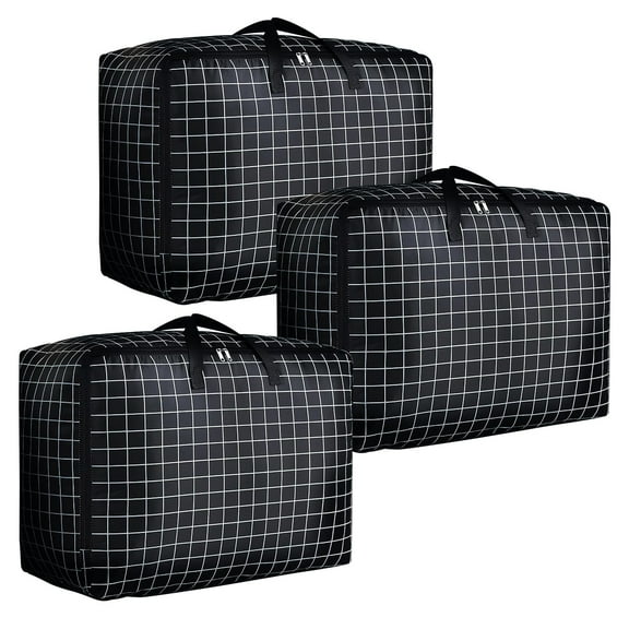 VEGCOO 3 Pcs Large Storage Bag 105L, Duvet Storage Bag with Zips, Waterproof Moisture Proof Storage Bag for Moving House Storage Clothes Bedding Duvet Quilt Blankets Pillows