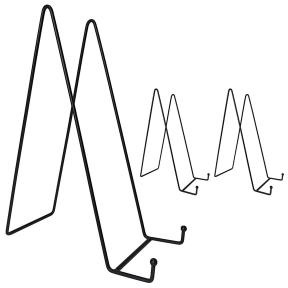 VEGCOO 3pcs 10-Inch Plate Stands for Display, Heavy Duty Metal Easel Stand Holder for Large Decorative Plates, Platters, Trays, Pictures, Records and Artworks, Modern Minimalist Tabletop Holder Stand