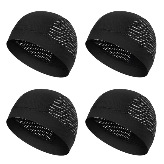 VEGCOO 4 Pack Cooling Skull Caps, Breathable Mesh Helmet Liner, Lightweight Quick Dry Sweat Wicking Beanie for Cycling Running Motorcycle