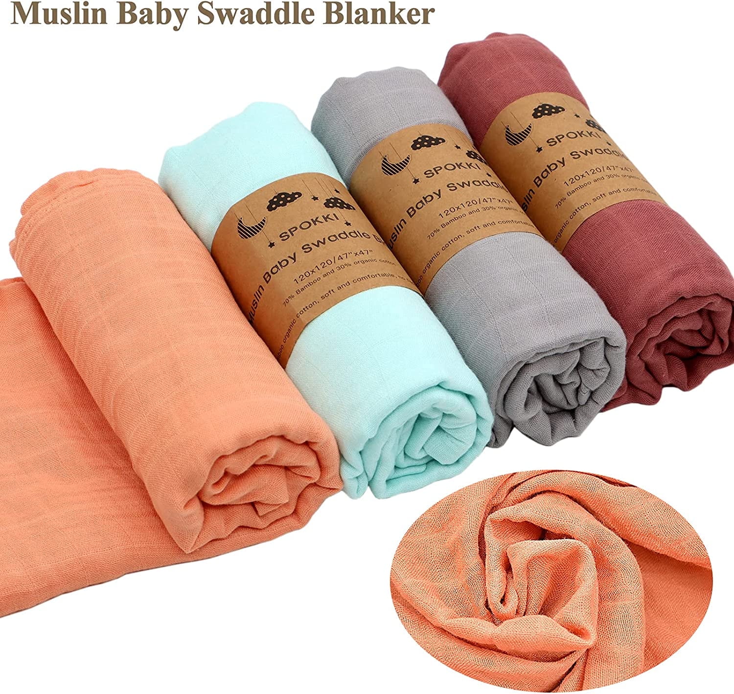 Momcozy Large Baby Muslin Swaddle Blanket Soft Cotton Receiving 4 Pack Breathable Unisex Walmart