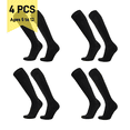 thumbnail image 1 of VEGCOO 4 Pairs Black Football Socks Kids, Breathable Girls Boys Black Football Socks Hockey Socks Soccer Socks Training Accessories High Socks Boys for Kids Aged 5-12 Years, 1 of 7