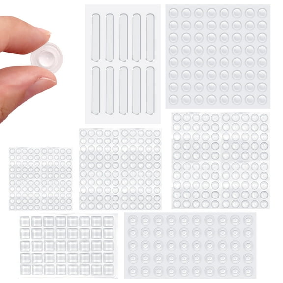 VEGCOO 464 PCS Self Adhesive Cabinet Door Bumpers - Variety Size Clear Silicone Cabinet Stoppers for Kitchen Cabinets Cutting Boards Picture Frames