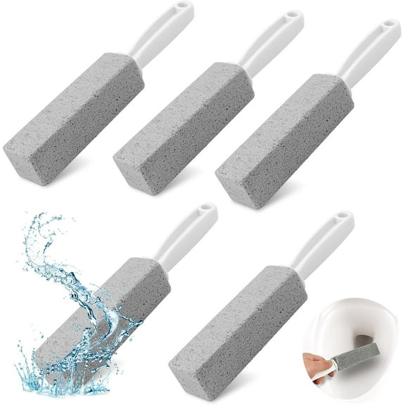 VEGCOO 5pcs Toilet Pumice Stone,Pumice Cleaning Stone with Handle,Pumice Stick Cleaner for Bathroom,Toilet,Kitchen,Sink,Pool,Foot Care,Clean Deep Stains