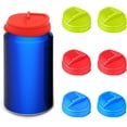 thumbnail image 1 of VEGCOO 6 PCS Soda Can Lids Can Covers, Bottle Caps, Spill-proof Soda Pop Tops for Beverage, Beer, Juice, Reusable Fizz Lids, Picnic Accessories Beach Party Gadgets Kitchen Supplies, 1 of 6