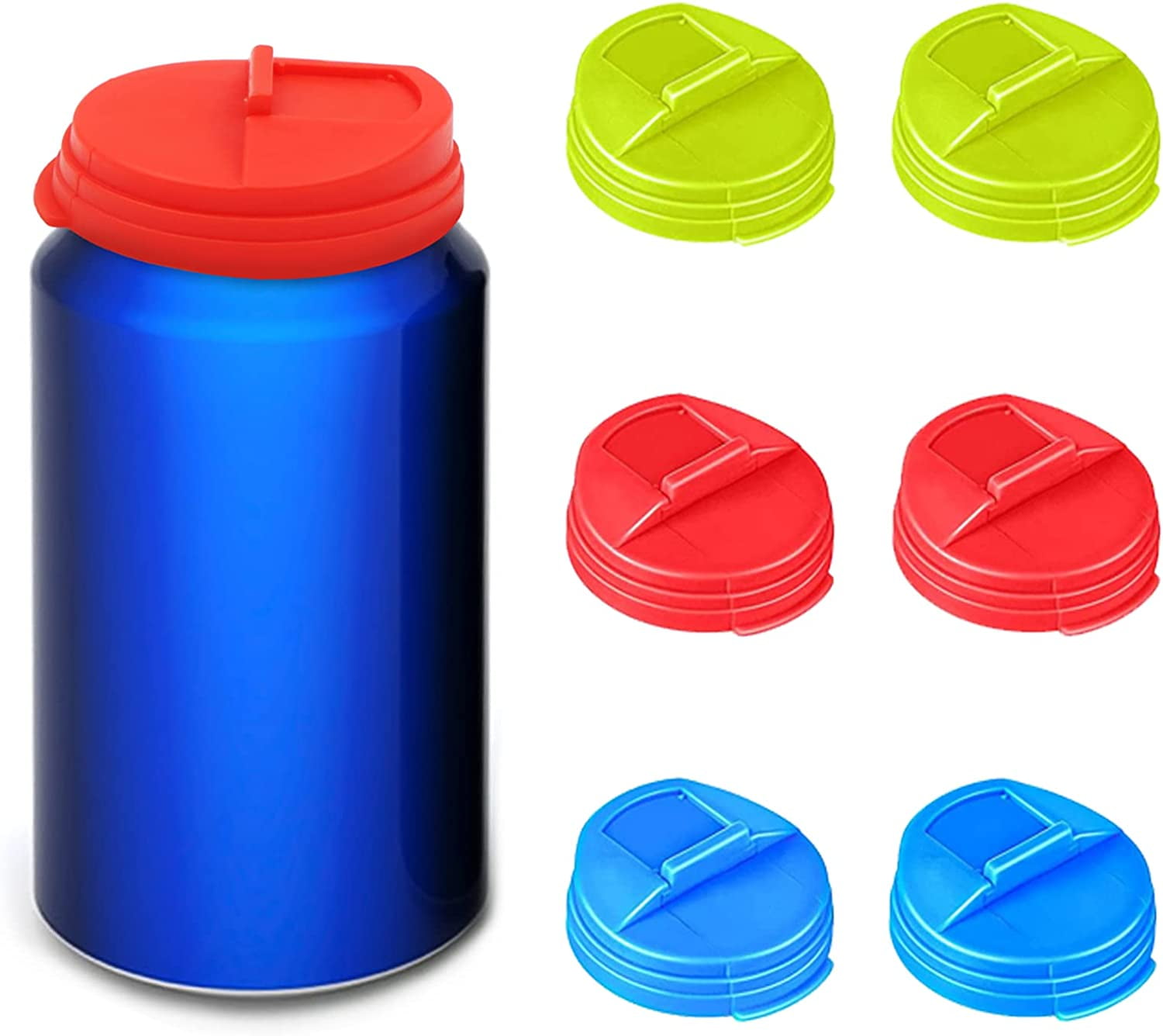 6 Pcs Can Covers for Drinks Cans, FineGood Reusable Soda Can Lids Anti-Dust Silicone Can Caps Can Bottle Top Lids for Beer Juice Energy Drinks, Size