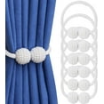 thumbnail image 1 of VEGCOO [6 Pack] Magnetic Curtain Tiebacks Convenient Drape Tie Backs Pearl Decorative Rope Holdback Holder for Small, Thin or Sheer Window Drapries (white), 1 of 6