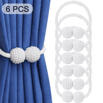 VEGCOO 6 pcs Magnetic Curtain Tiebacks – Elegant Pearl Rope Holdbacks  for Home, Office & Hotel Windows – Stylish & Convenient Drapery Holders (White)