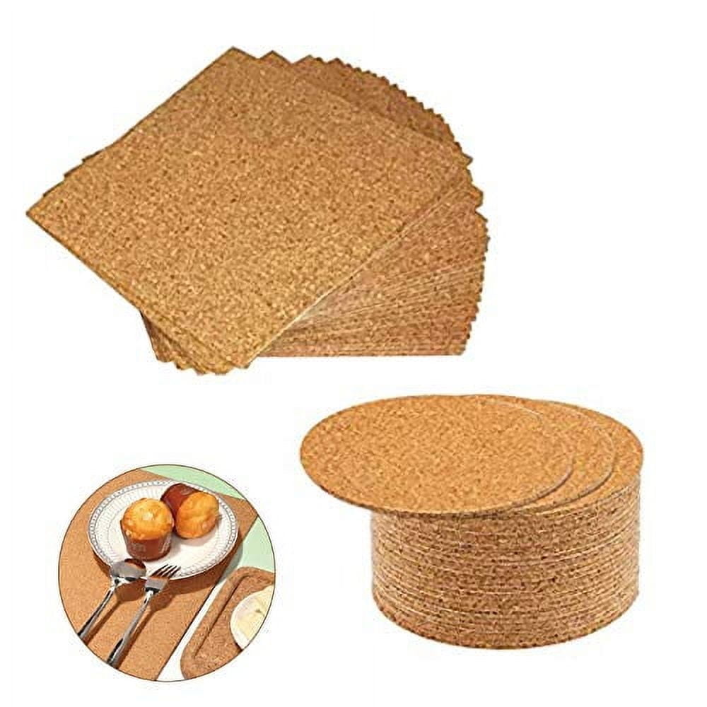 VEGCOO 60 Pack Self-Adhesive Cork Sheets for DIY Coasters, Cork Board Squares, Cork Tiles, Cork Mat, Mini Wall Cork Board with Strong Adhesive-Backed