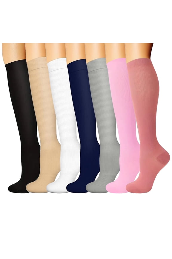 7-Pair Socks for Men & Women - Breathable Calf-Length Socks (Sizes 6-10.5) - Running, Gym, Everyday Wear