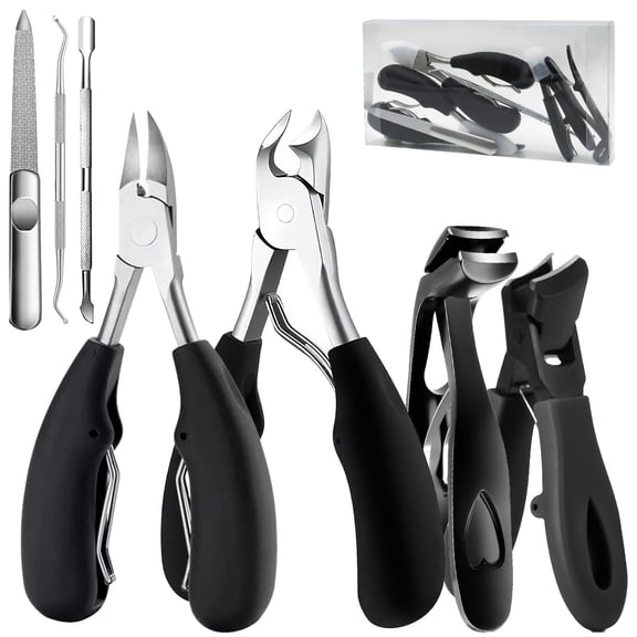 VEGCOO Angle Head Nail Clipper and Manicure Care Kit, Stainless Steel, 7-Piece