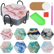 VEGCOO 8-Piece DIY Marble Diamond Art Coasters Cork Base