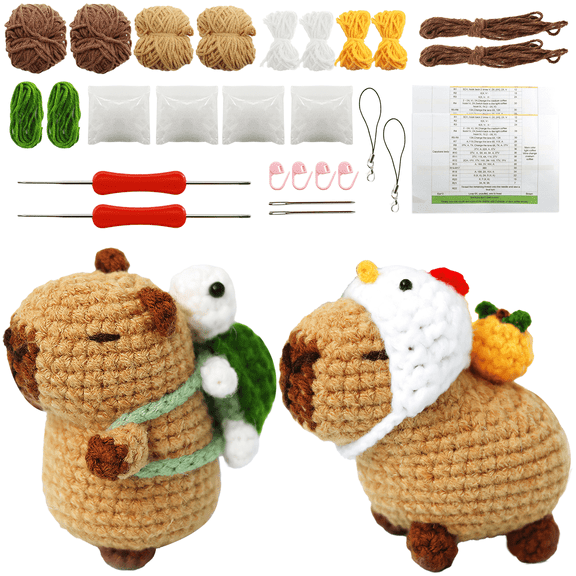 VEGCOO Adult Beginner Crochet Kit, Cute Animal Beginner Crochet Kit with Yarn and Step-by-Step Video Tutorial, Ideal DIY Gift for Kids Adult Craft Lovers