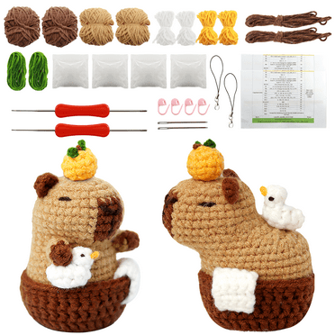 VEGCOO Adult Beginner Crochet Kit, Cute Animal  Beginner Crochet Kit with Yarn and Step-by-Step Video Tutorial, Ideal DIY Gift for Kids Adult Craft Lovers