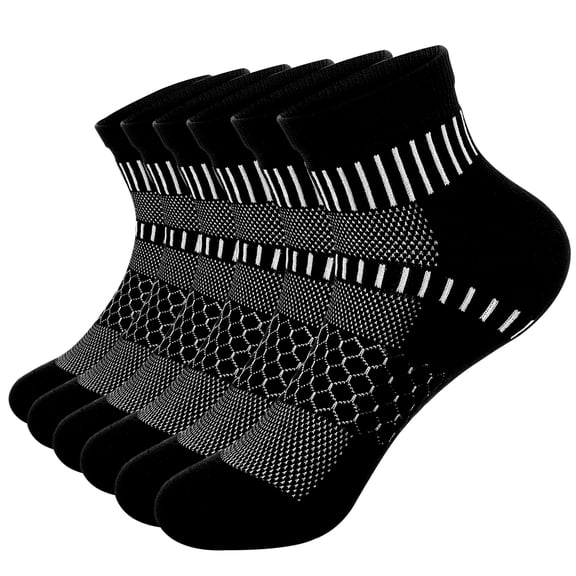 VEGCOO Athletic Ankle Socks, 6 Pairs Thick Cushioned Running Sports Socks for Men Women