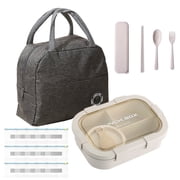 VEGCOO Bento Lunch Box Set with 8.5 oz Soup Thermo, Leak-Proof Lunch Food Container 1350ml with Lunch Bag, Fork & Spoon, Reusable Food Storage Bags