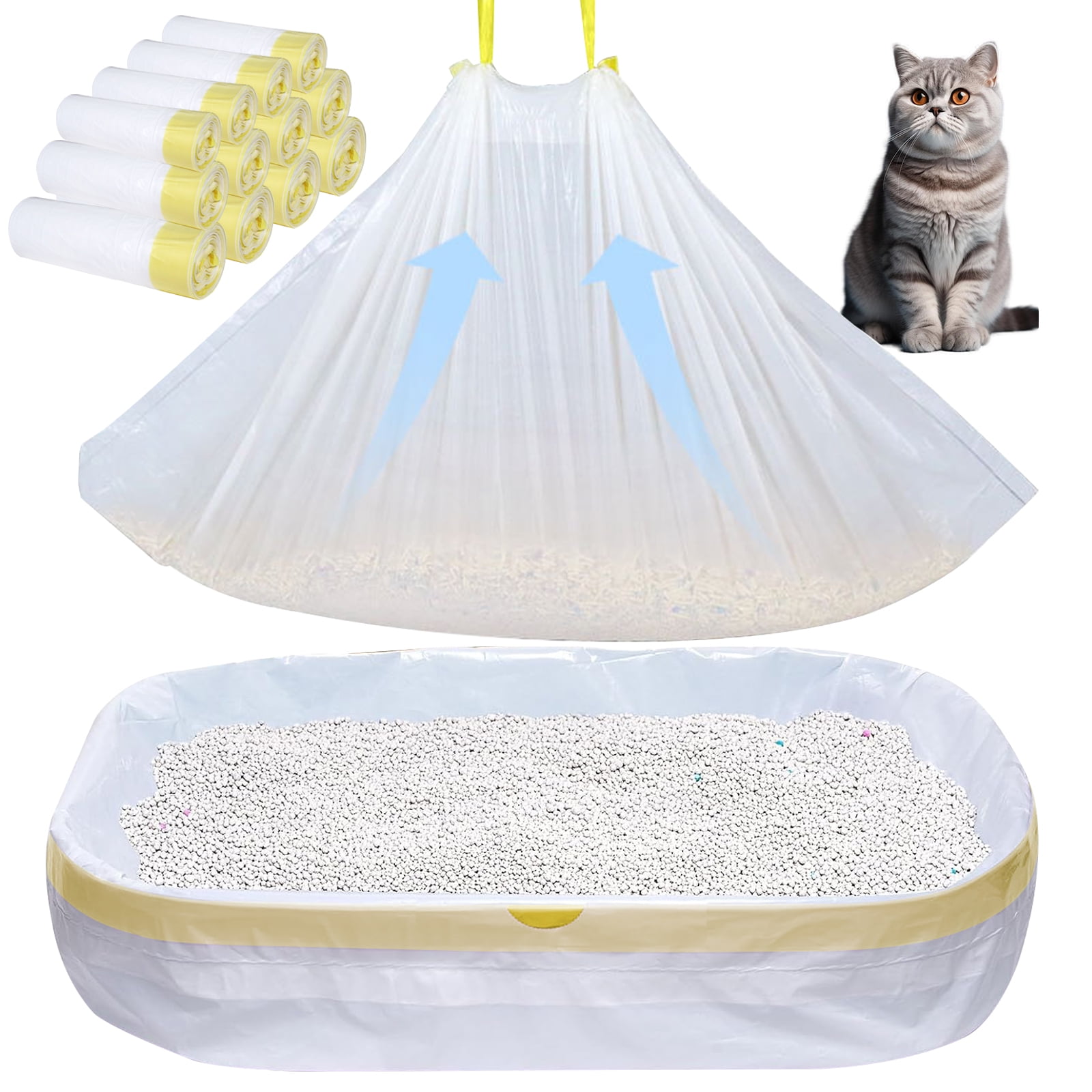 VEGCOO Cat Litter Box Liners, 40 Count, 36 x 18 Inches Jumbo Extra