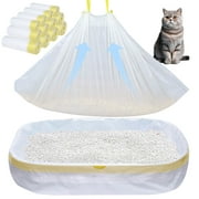 VEGCOO Cat Litter Box Liners, 40 Count, 36 x 18 Inches Jumbo Extra Large Heavy Duty Litter Pan Liners Bags with Drawstring for Pet Cat Litter Tray