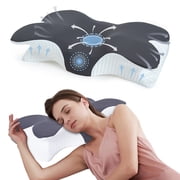 VEGCOO Cervical Pillow, Neck Pain Relief, Memory Foam Pillow, Ergonomic Orthopedic Neck Support Pillow for Side, Back and Stomach Sleepers