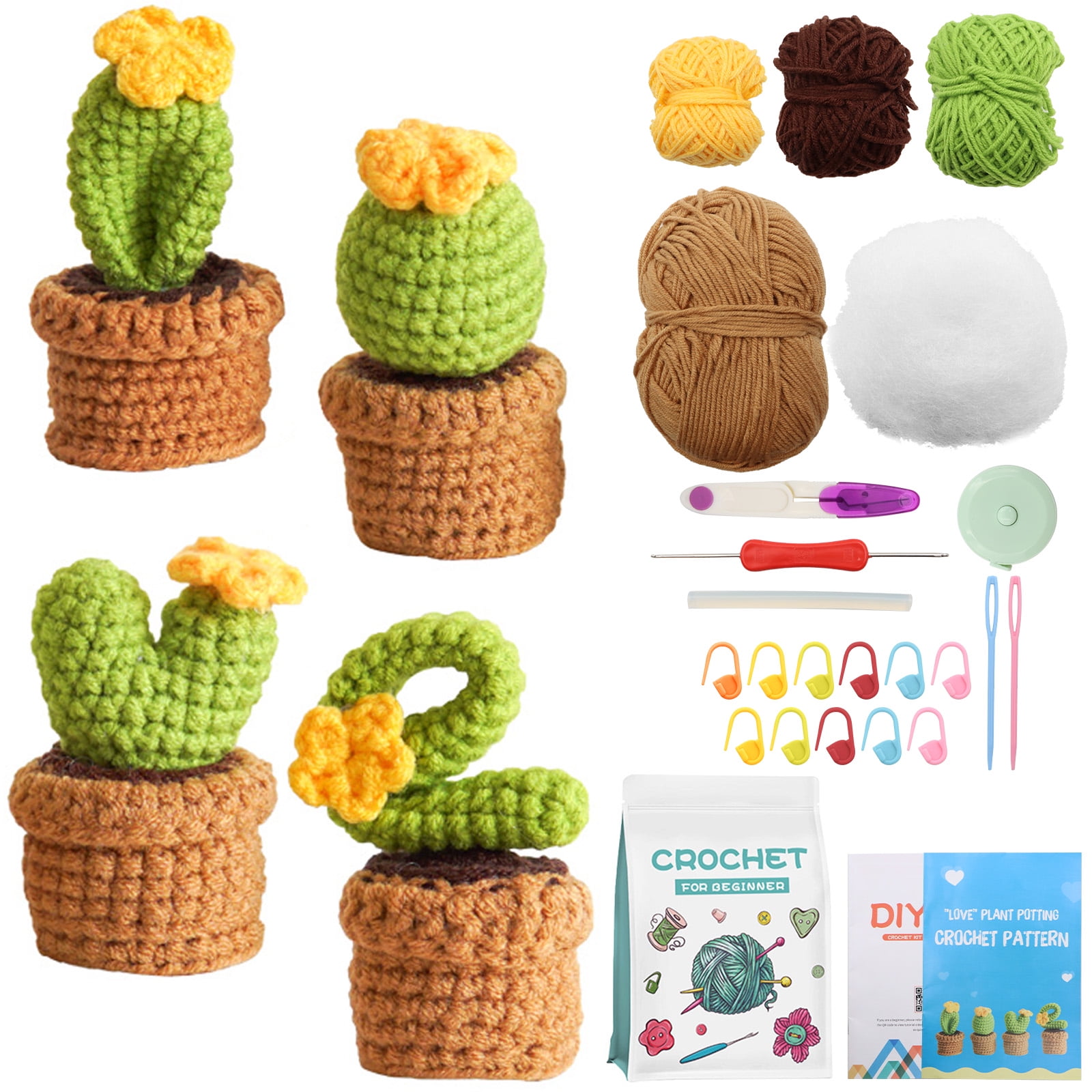 QSHQ Crochet Kit for Beginners, Crochet Starter Kit for Adults and Kids  Complete Knitting Kit to Make 2Pcs Animals, Learn to Crochet with  Step-by-Step