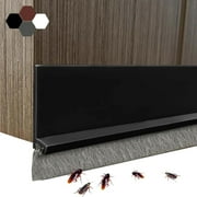 Vegcoo 39-Inch Self-Adhesive Rubber Door Sweep with Brush for Weatherproofing, Noise and Dust Reduction (Black)