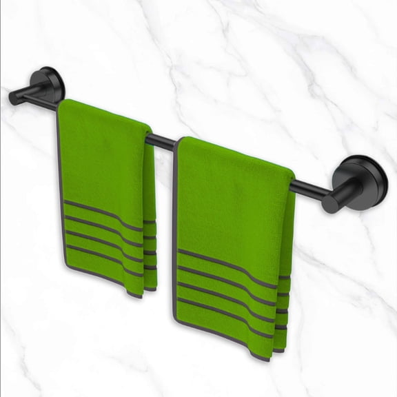 VEGCOO Expandable Suction Cup Towel Bar, 11-20" Adjustable Stainless Steel Towel Rail, Heavy Duty No Drill Towel Holder for Bathroom, Kitchen, Shower, Laundry, Black 1 Pack