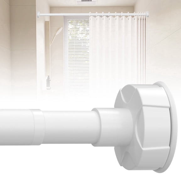 VEGCOO Tension Shower Curtain Rod, 47-94 Inch Adjustable, No-Drill Shower Rod for Bathroom, Room Divider, Closet & Windows, Matte White