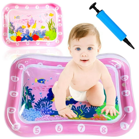 VEGCOO Inflatable Baby Water Mat Infants and Toddlers Tummy Time Mat Toys for 3-24 Months (26×20in)