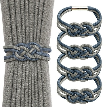 VEGCOO Knot Blue & Gray Magnetic Curtain Tiebacks (4 Count)