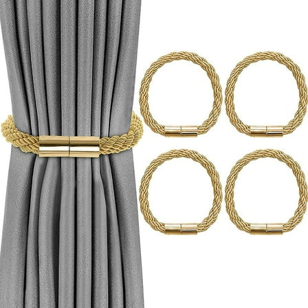 VEGCOO Modern Simple Style Convenient Decorative Weave Rope Gold Magnetic, 4 Count
