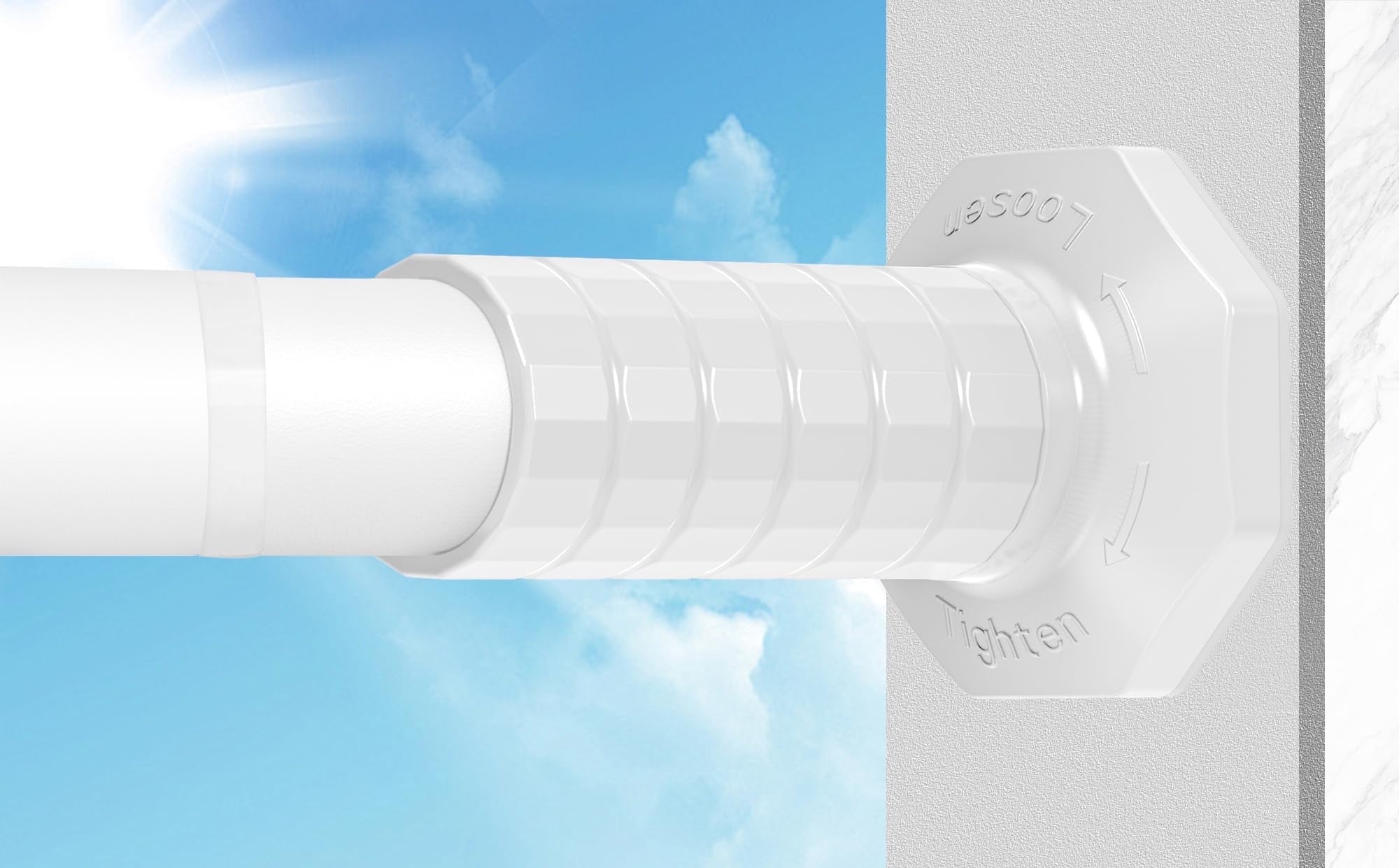 VEGCOO Tension Curtain Rod 51-128 Inches, Heavy Duty No Drill Adjustable Rod , Shower Curtain Rod No Drilling for Bathroom Easy to Install, White