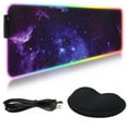 thumbnail image 1 of VEGCOO RGB Led Mouse Pad (31.5 x 12 inch) with Wrist Rest Gel Support, Waterproof with Anti-Slip Base Gaming Mouse Mat Extended for Computer PC Laptop, Office Desktop Mat(Starry Sky), 1 of 8