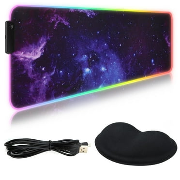 VEGCOO RGB Led Mouse Pad (31.5 x 12 inch) with Wrist Rest Gel Support, Waterproof with Anti-Slip Base Gaming Mouse Mat Extended for Computer PC Laptop, Office Desktop Mat(Starry Sky)