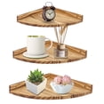 thumbnail image 1 of VEGCOO Rustic 3-Piece Solid Wood Wall Shelves Set - Triangular Corner Floating Shelves, Pine Wood Wall Fan Shaped Mounted Display Shelves, Easy Install for Bathroom, Kitchen, Living Room Decor, 1 of 7