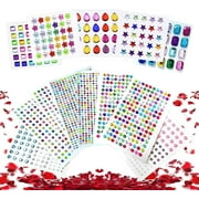 VEGCOO Self-Adhesive Rhinestone Gems Stickers for DIY Crafts, 2000 Pcs Multicolored Jewels for Nail Art, Body Makeup & Scrapbooking