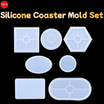 thumbnail image 1 of VEGCOO 7Pcs Resin Silicone Coaster Mold Set silicone mold coasters, silicone molds for concrete casting mold, home decoration, household kitchenware trays for DIY, etc, 1 of 7
