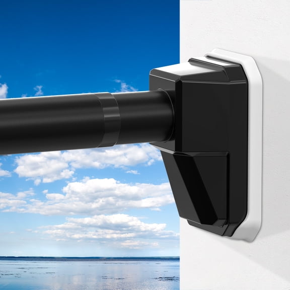 VEGCOO Tension Curtain Rod, 29-88in Extra Long, No Drilling for Window/Bathroom/Patio, Telescopic, 1.26in Dia, Black