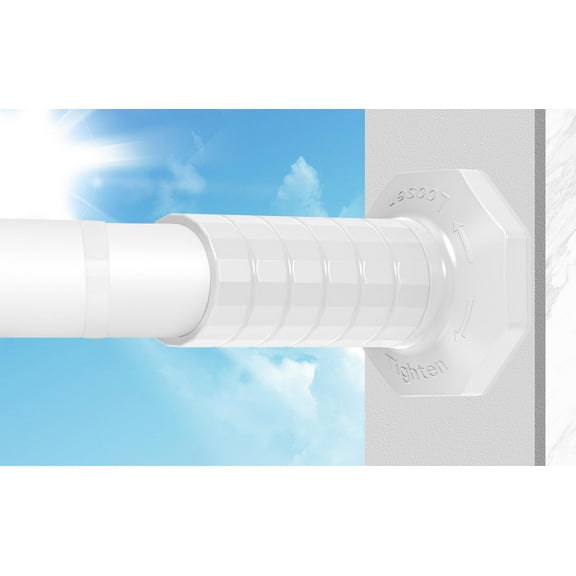 VEGCOO Tension Curtain Rod 51-86 In , Outdoor Curtain Rod No Drilling for Patio Window, Shower Curtain Rod for Bathroom, Adjustable Spring Heavy Duty Tension Rod Renter Friendly, White