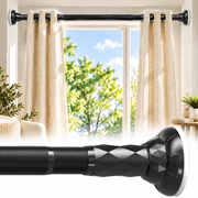 VEGCOO Tension Curtain Rod 45-98 Inches, Adjustable 32 mm Heavy Duty Steel No Drill Shower Curtain Rod, Twist Lock, Black
