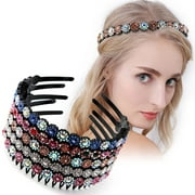 VEGCOO Wave Rhinestone Headbands 5pcs Plastic Tooth Comb Headbands Crystal Hair Loop Non-slip Wavy Hairbands for Women Girls
