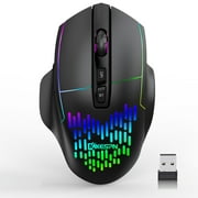 VEGCOO Wireless Gaming Mouse, C8 Silent Click Rechargeable Wireless Mouse with Colorful LED Lights and Bluetooth Mouse Multi Device(BT5.0+BT3.0+2.4G) for Laptop/PC/iPad/MacBook/Tablet