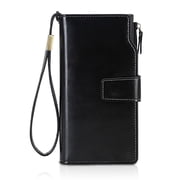 VEGCOO Women Leather Wallet RFID Blocking Credit Card Holder Ladies Wristlet Purse with Zipper Pocket