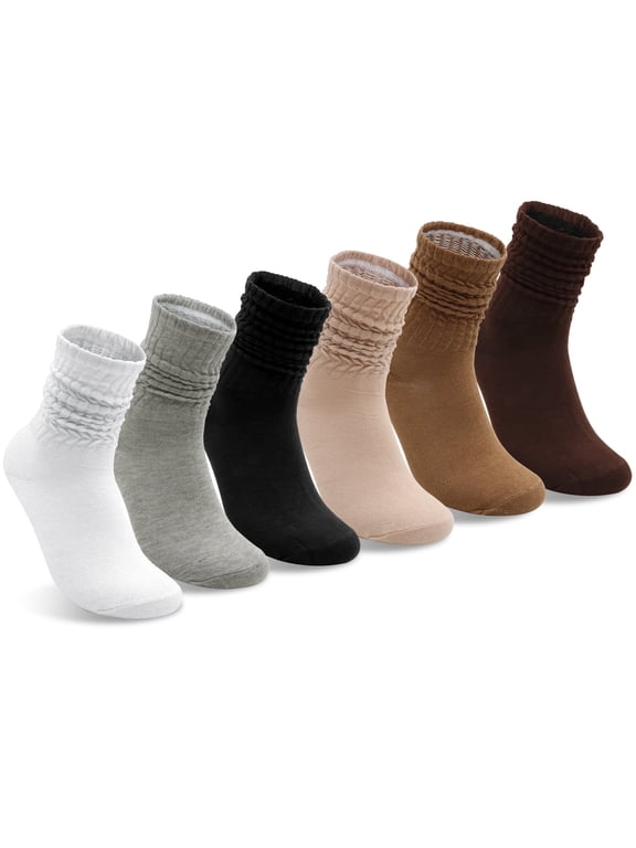 Women's 6-Pack Long Slouch Socks - Soft Polyester Knit Boot Socks
