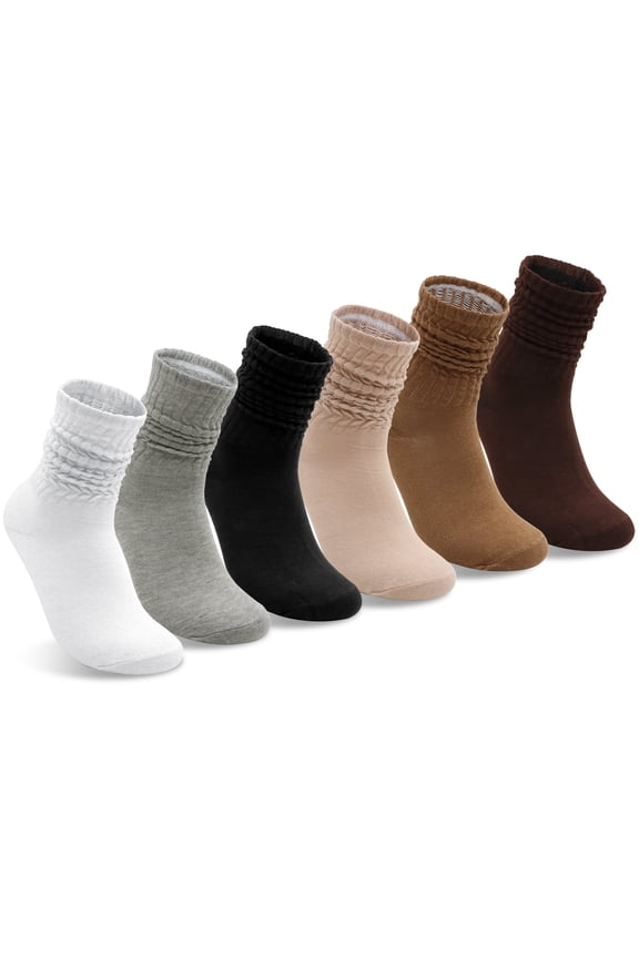 Women's 6-Pack Long Slouch Socks - Soft Polyester Knit Boot Socks