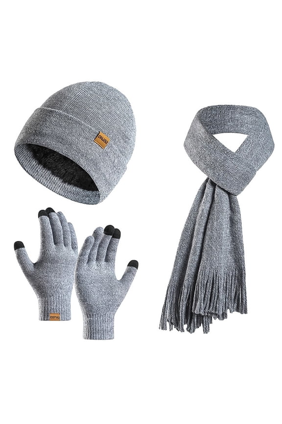 Women’s Knit Beanie Scarf Gloves Set – Warm Winter Hat, Touchscreen Gloves & Long Scarf, Soft Stretchable, Lightweight for Cold Weather