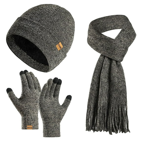 VEGCOO Women’s Knit Beanie Scarf Gloves Set – Warm Winter Hat, Touchscreen Gloves & Long Scarf, Soft Stretchable, Lightweight for Cold Weather
