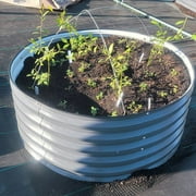 VEGEGA 17'' Tall 42'' Round Metal Raised Garden Beds, Planter Box for Vegetables, Flowers, Herbs - Grey