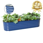 VEGEGA 17" Tall 6.5x2 Blue Metal Raised Garden Beds, Planter Box for Vegetables, Flowers, Herbs (6 in 1)