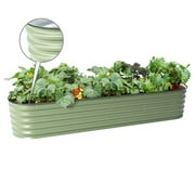VEGEGA 17'' Tall 8x2 Green Metal Raised Garden Bed, Planter Box for Vegetables, Flowers (9 in 1)